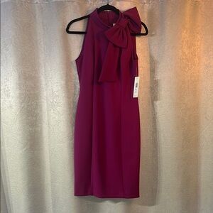 Elegant Magenta Sleeveless Dress with Bow
